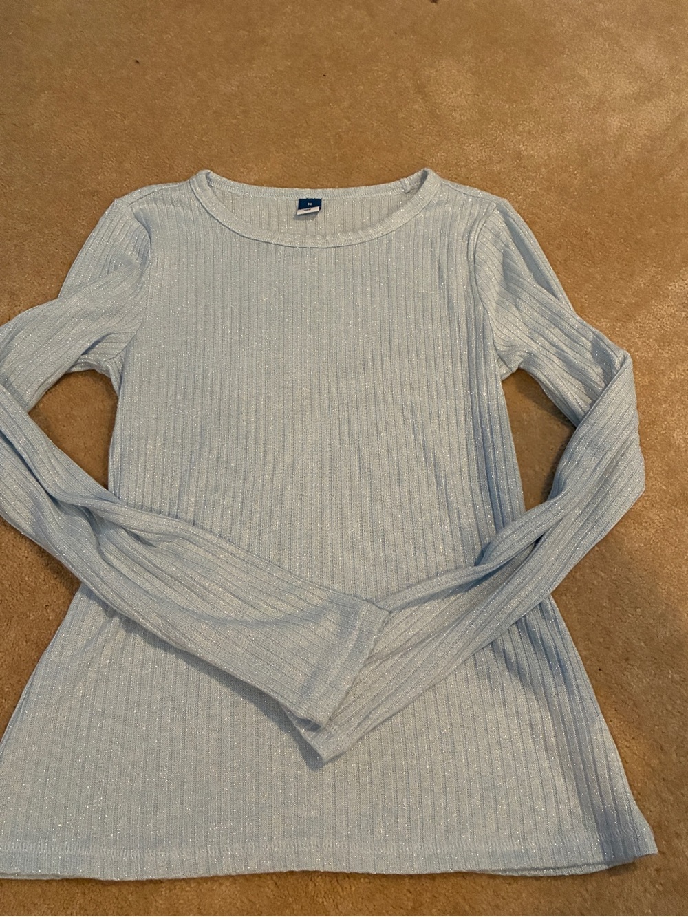Light Blue Ribbed Long Sleeve Top